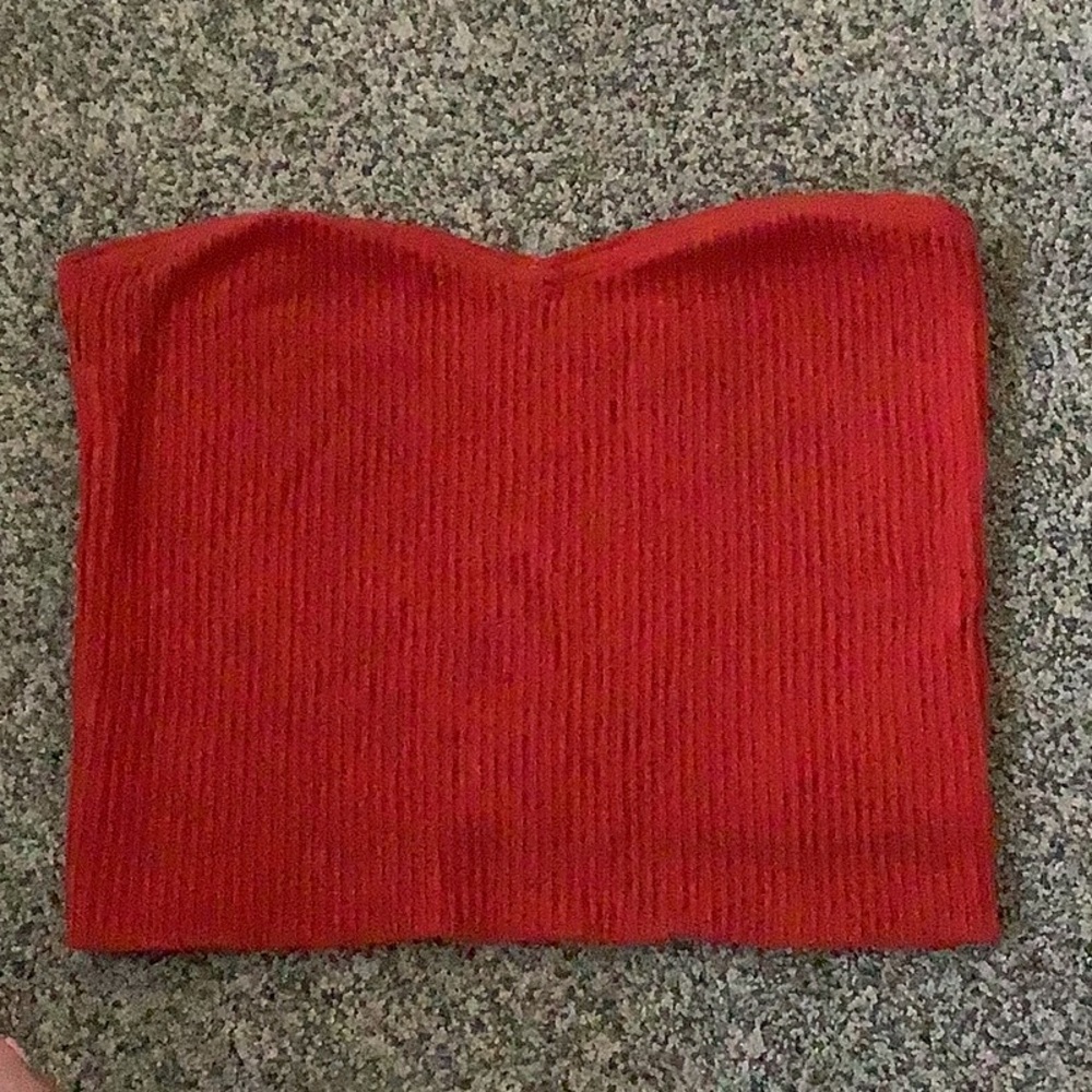 Urban outfitters red ribbed sweetheart tube top XS